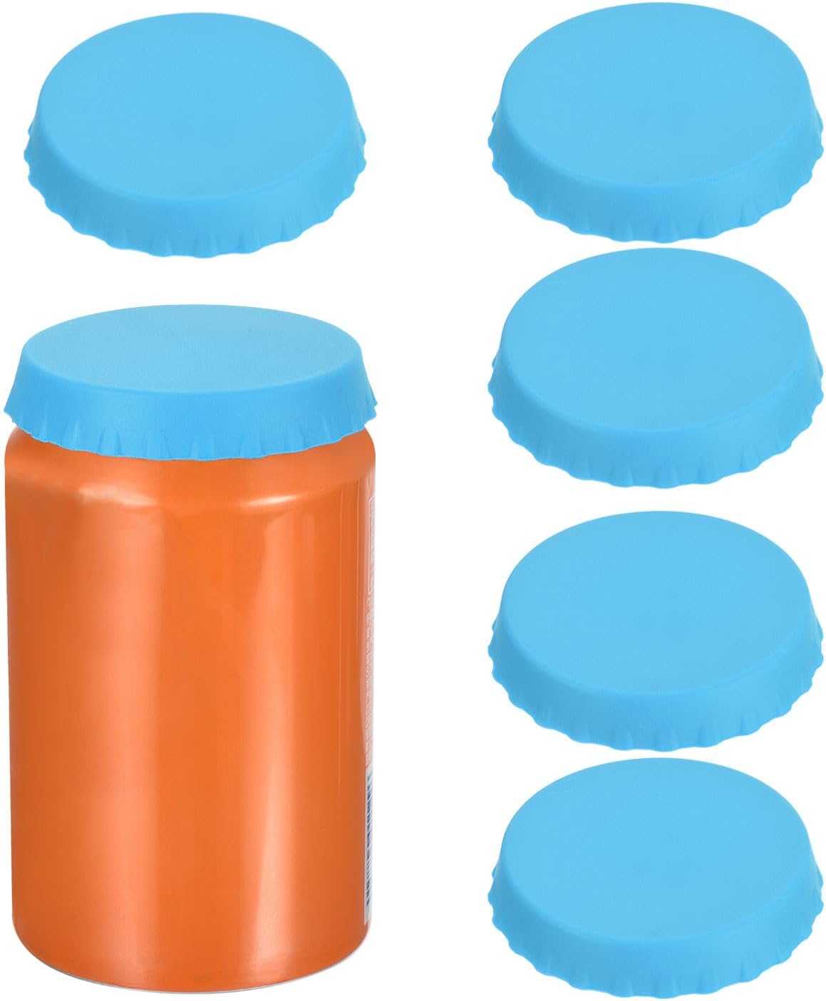 MECCANIXITY 6 Pcs Silicone Can Covers Airtight Seal Reusable Wine Corks Blue Rubber Bottle for Parties Home Kitchen Accessory Beverage Storage