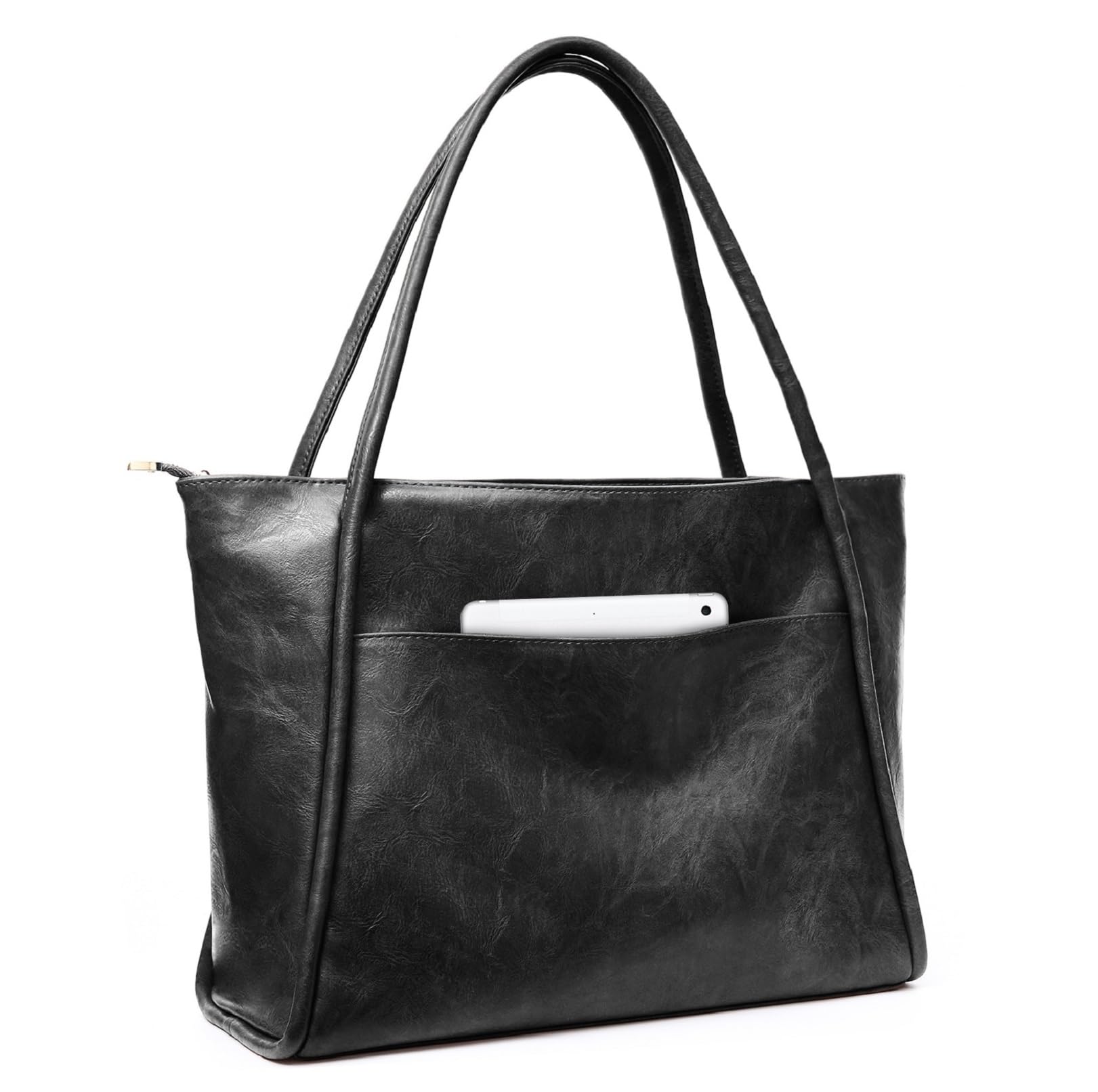Large Tote Bag for Women Work with Zipper 16L Vegan Leather Ladies Travel Purses and Handbags