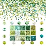 PH PandaHall 12000個 ビーズ手芸 2mm ガラス製 シードビーズ 緑 ガラスビーズ 小さなクラフトビーズ 丸形 DIY用品 クラフト 手芸用品 ジュエリー用 アクセサリーパーツ