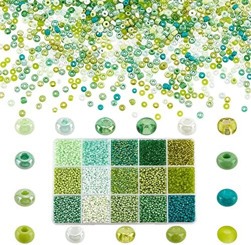 Lot De Perles De Rocaille En Verre Multicolores - Mélange De Couleurs Rouges, Vertes, Oranges, En Vrac
