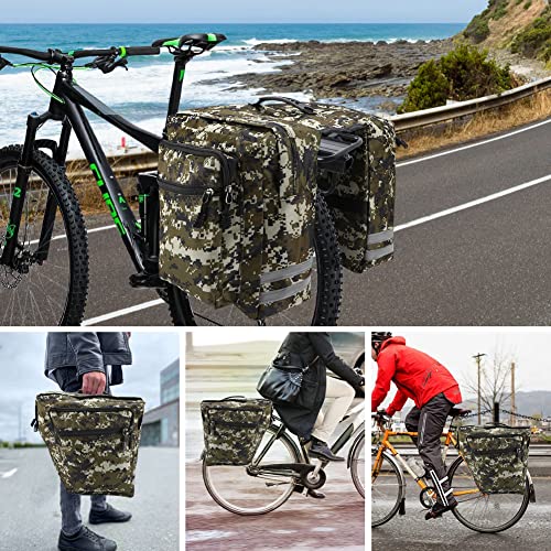 Pannier Bike Bags for Bicycles Rear Rack , ZOOS 25L Bike Rack Bag, Waterproof Bike Panniers, Durable Bike Saddle Bag for Rear Rack with Reflective Trim / Carrying Strap for Road Bikes, Mountain Bikes