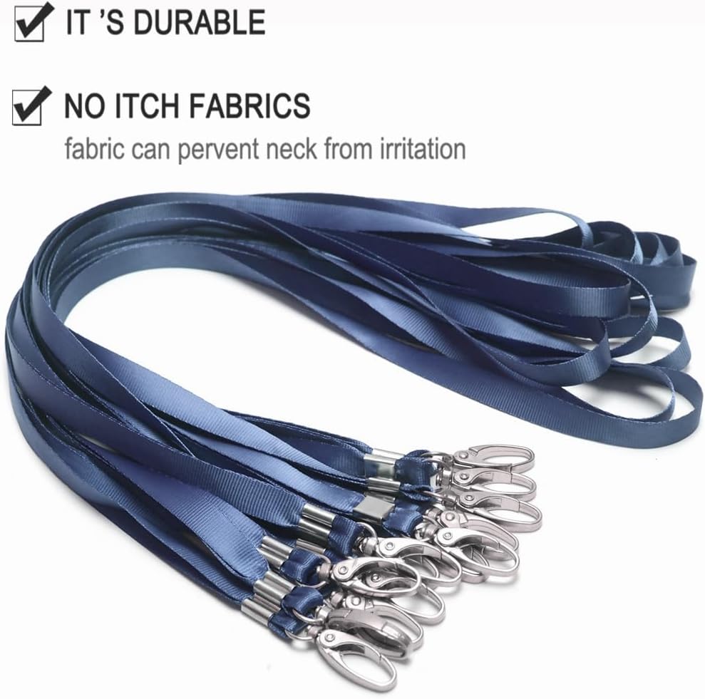 50 Pcs Lanyards Navy Blue Lanyard for Id Badges Nylon Lanyard Bulk Clip Swivel Hook for Office Id Badges Key Chains - Image 4