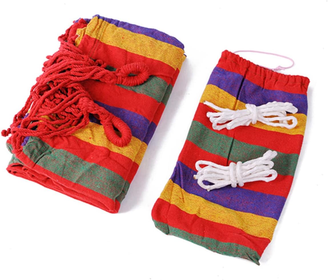 MERRYHAPY Person Camping Hammock Swing Thick Canvas Outdoor Double Hammock for Hanging Bed Rainbow Design