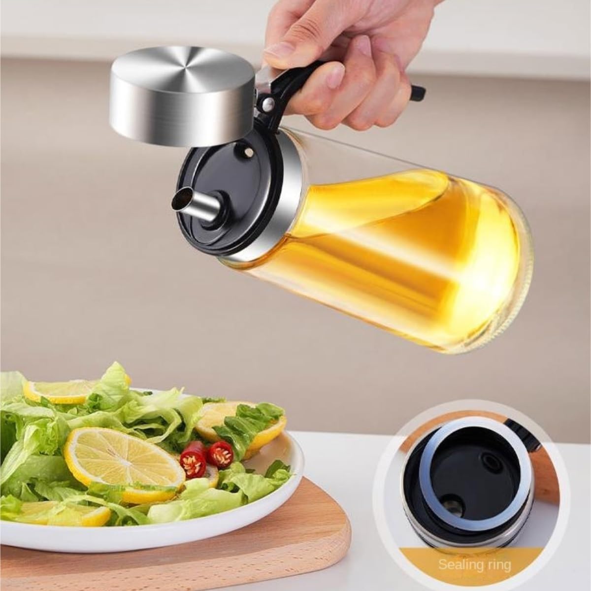Aceitero Aceitera y Vinagrera Recipiente For Aceite A Prueba De Fugas For El Hogar, Botella For Condimentos, Vinagrera, Juego De 2 Piezas Aceiteras para Cocina