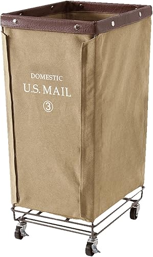 Miniatura 1 de Cesta de ropa sucia de estilo industrial japonés con ruedas organizador de almacenamiento de ropa bolsa extraíble color caqui