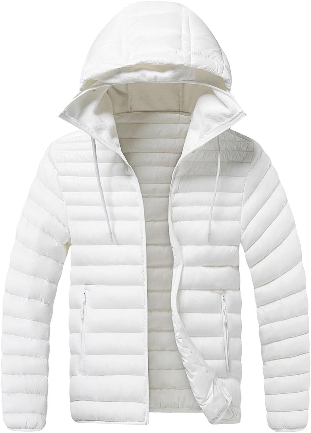Men's Zip-off Hood Quilted Puffer Jacket Light Warm Portable Coat