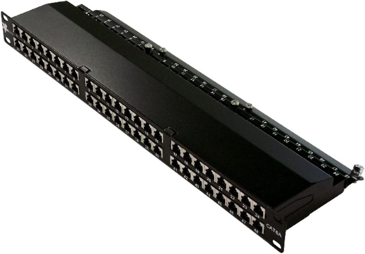 Vertical Cable Cat6A 48 Port Shielded Krone Type 19" Horizontal Rackmount 1U Patch Panel