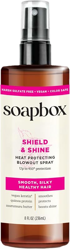 Heat Protectant Spray, 8oz - Strengthening Hair Care, 3-in-1 Heat Protection, Shine Boosting, Anti Frizz Hair Spray, Vegan, Silicone Free, Sulfate Free, Color Safe