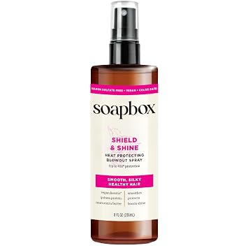 Soapbox Heat Protectant Spray, 8oz - Strengthening Hair Care, 3-in-1 Heat Protection, Shine Boosting, Anti Frizz Hair Spray, Vegan, Silicone Free, Sulfate Free, Color Safe