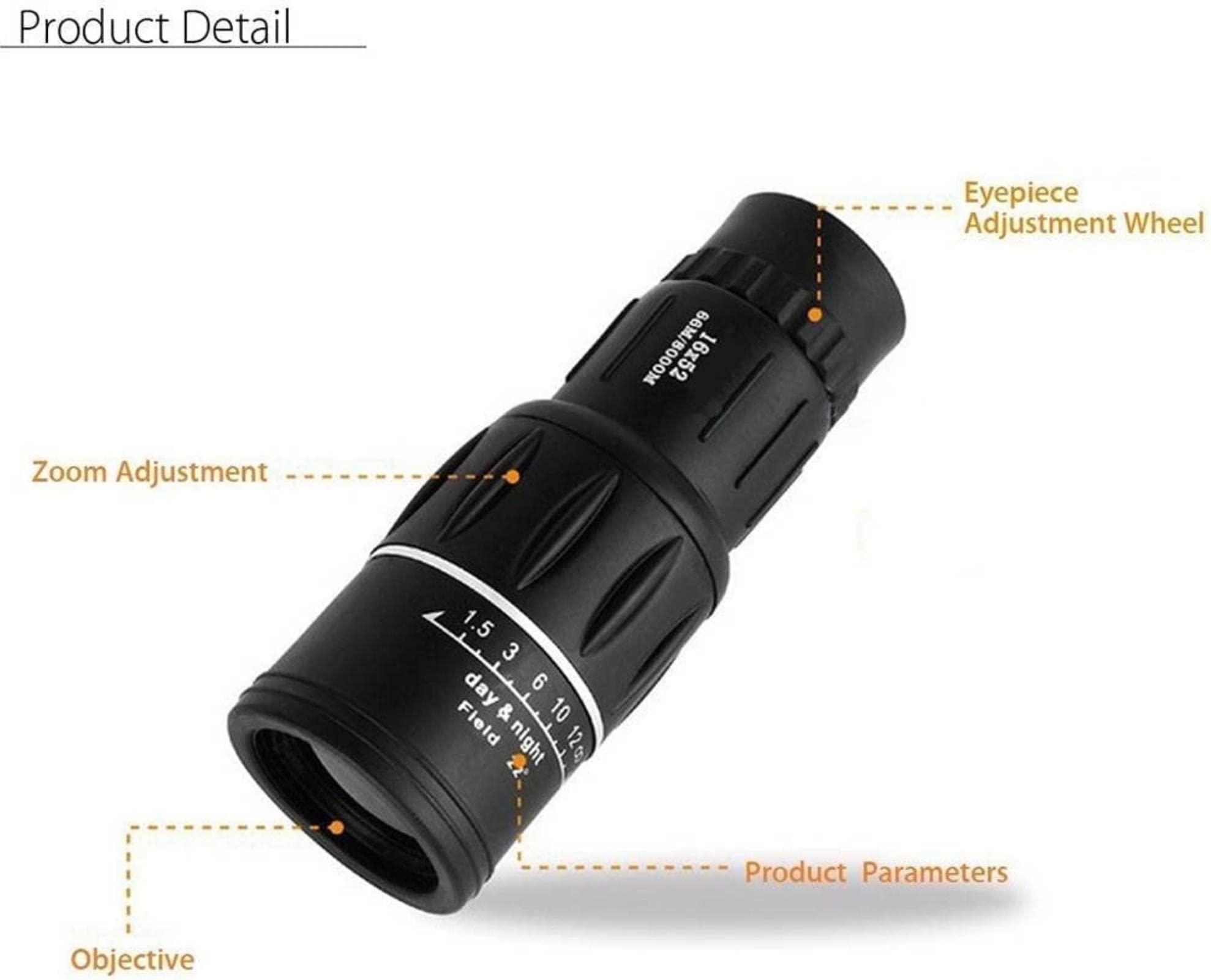 16x52 66M/8000M Zoom Monocular High-Definition Monocular 16x52