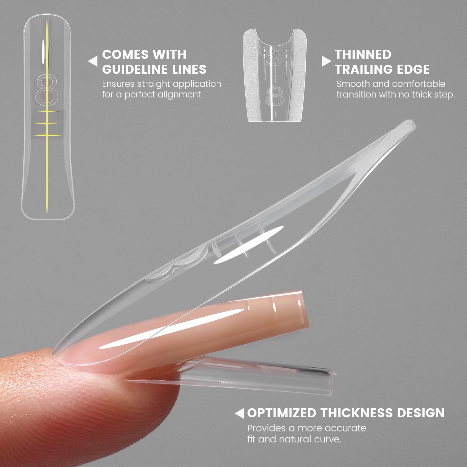 YOKEFELLOW - Uñas de sándwich originales de doble forma, 240 moldes de uñas para una extensión rápida de uñas, no necesita formularios de papel, forma de plástico de 15 tamaños, herramientas de arte