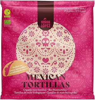 Señor López Bio Maistortillas 15cm (8 x 150 g) - 1,2kg – Glutenfreie Tortilla Wraps für authentische Tacos & Fajitas – Reißfest & Flexibel – Mexikanische Fladen aus Maismehl – Ohne Kühlung haltbar