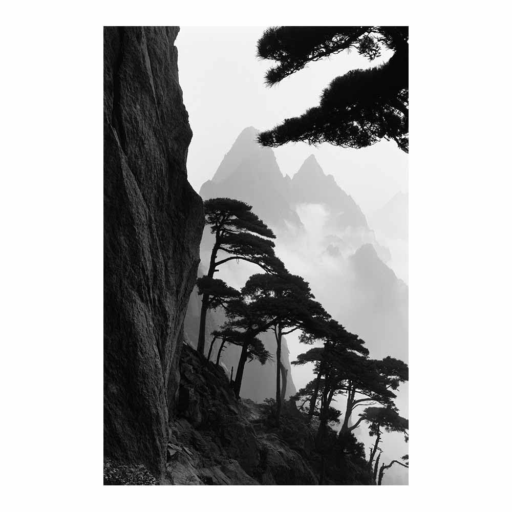 XENIOU Black And White Prints Misty Huangshan Pine Views prints for walls, decorative paintings for Living Room Bedroom Home Decoration(Multicolor)-70x100cm Unframed