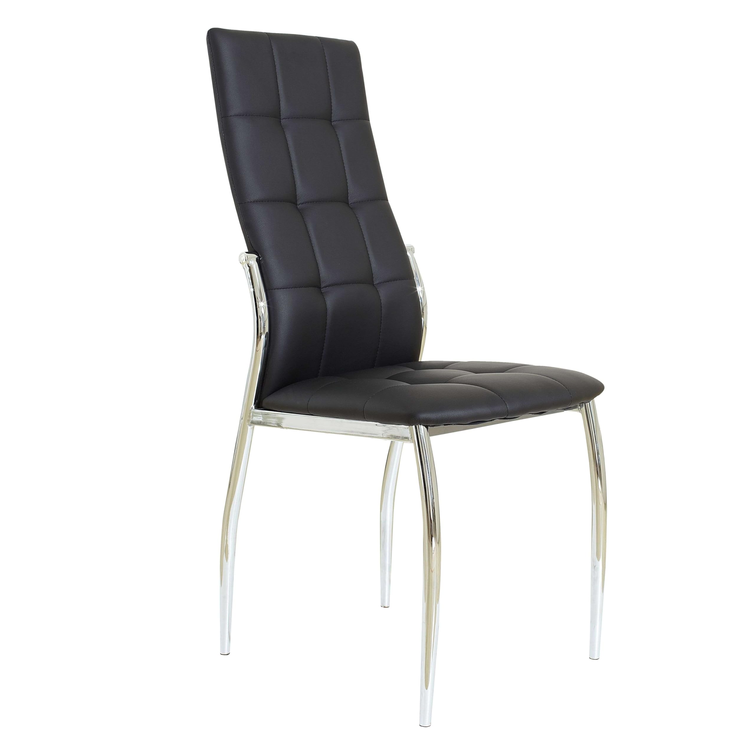 Miroytengo Pack de 4 Sillas de Comedor Salón Laci, Polipiel Cromadas Negro 45x101x51 cm