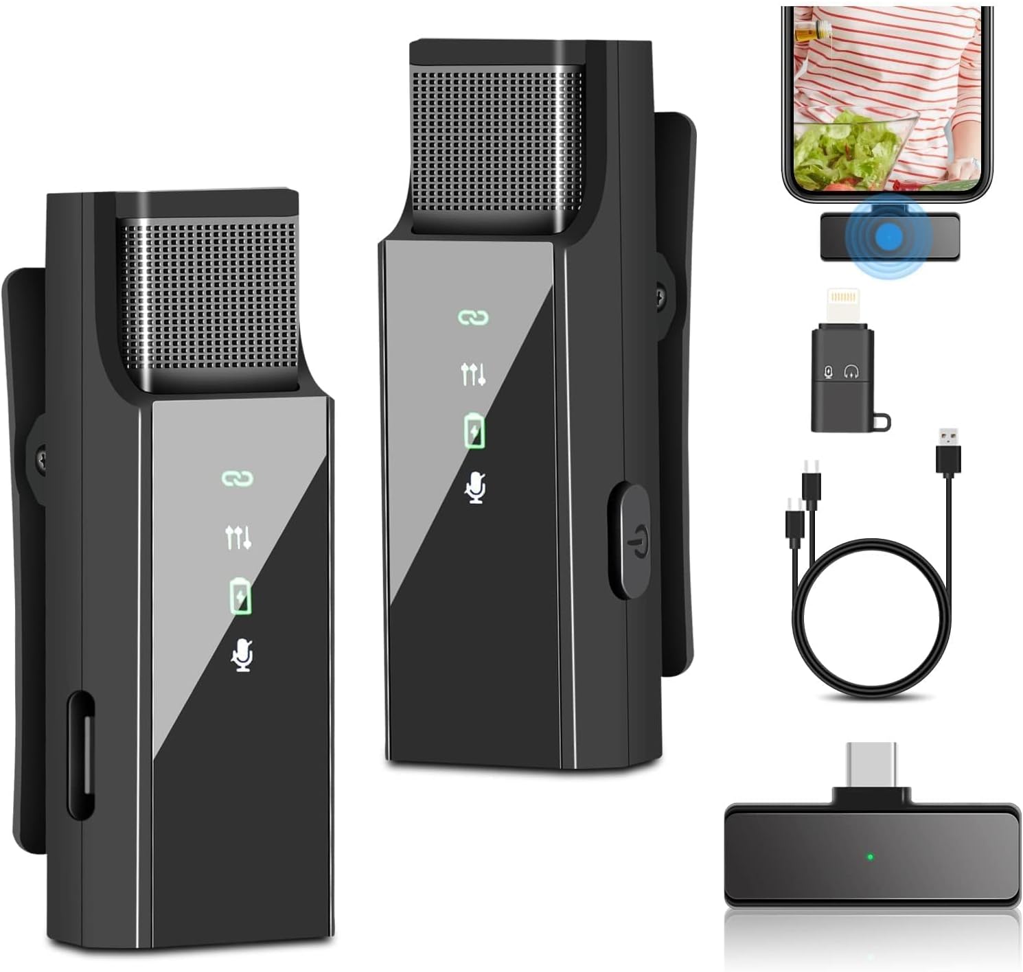 Wireless Lavalier Microphone for iPhone PC iPad Android, Mini Label Microphone for Video Recording Tiktok YouTube Instagram Podcast Stream