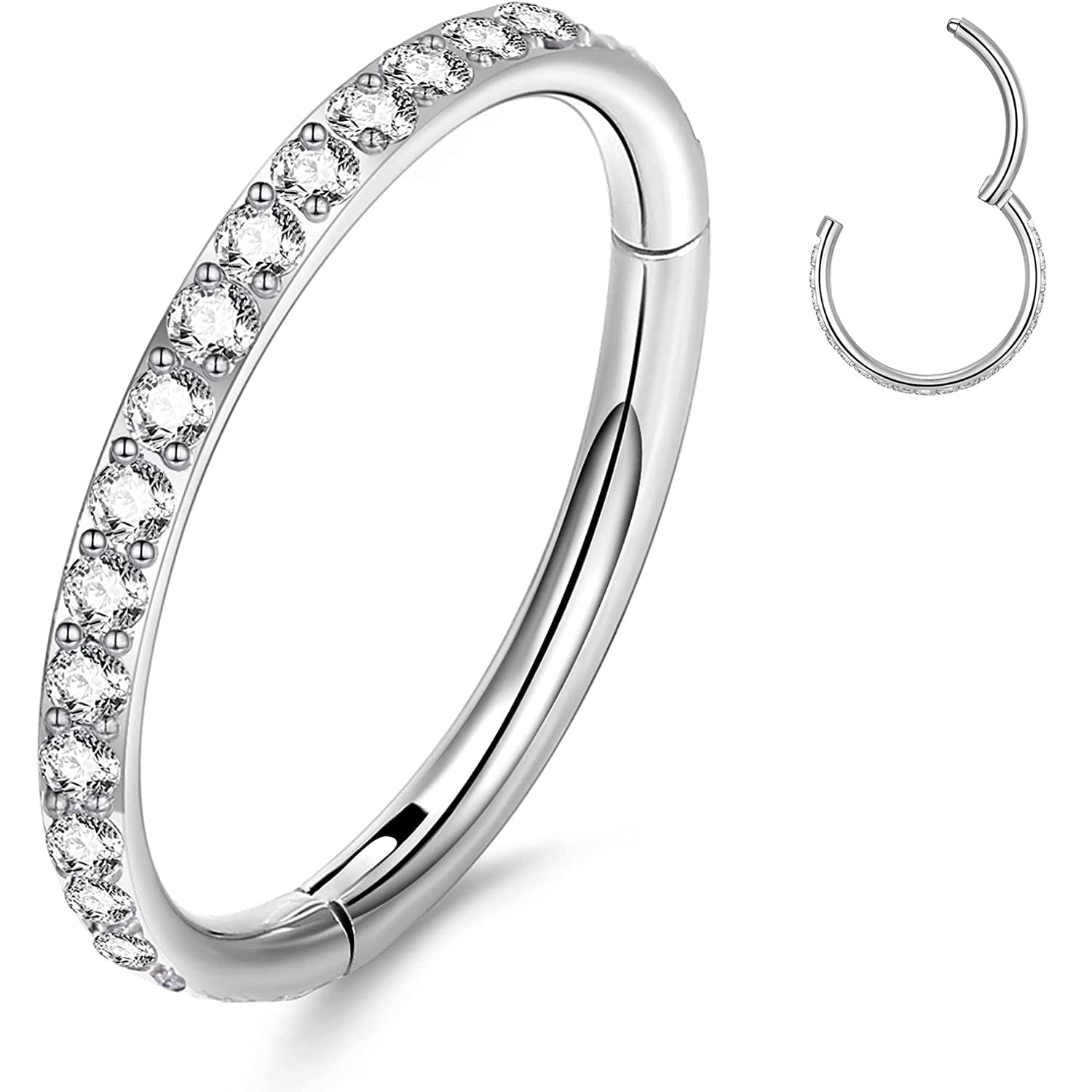 YEBOCIYO Piercing Nariz Piercing Ombligo CZ Piercing Tragus Acero Quirurgico Piercing Lengua Mujer Piercing Septum Hombre Piercing Helix Daith Plata Oro-Rosa Oro 16G