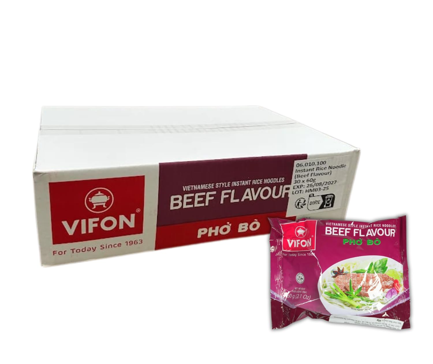 VIFON Instant-Reisnudeln Phở Bò (Rind), 30 × 60 g
