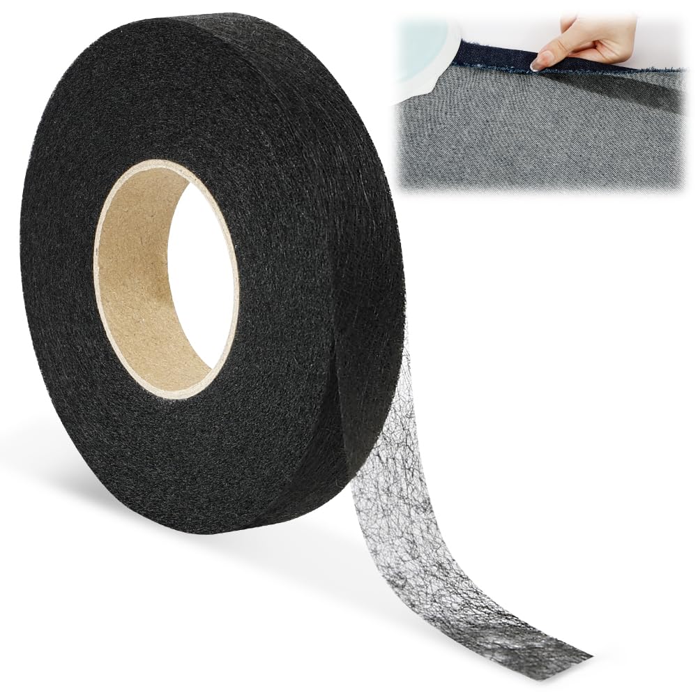 AOOSA 1 Rolle Saumband zum Aufbügeln, 64 Meter - Schwarz