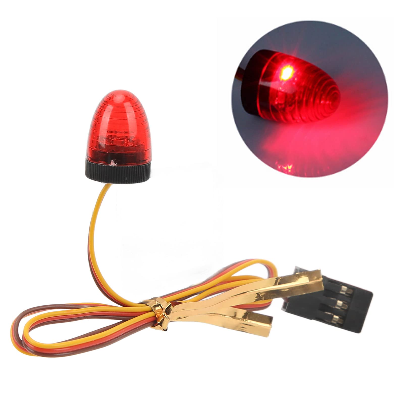 LED Warning Light, 3 Colors RC Lights 5 Light Modes Round for 1/10 RC Car (Red)