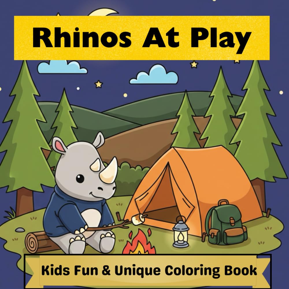 Rhinos At Play: Bold and Easy Animal Coloring Book Big and Simple Design (Animals At Play)
