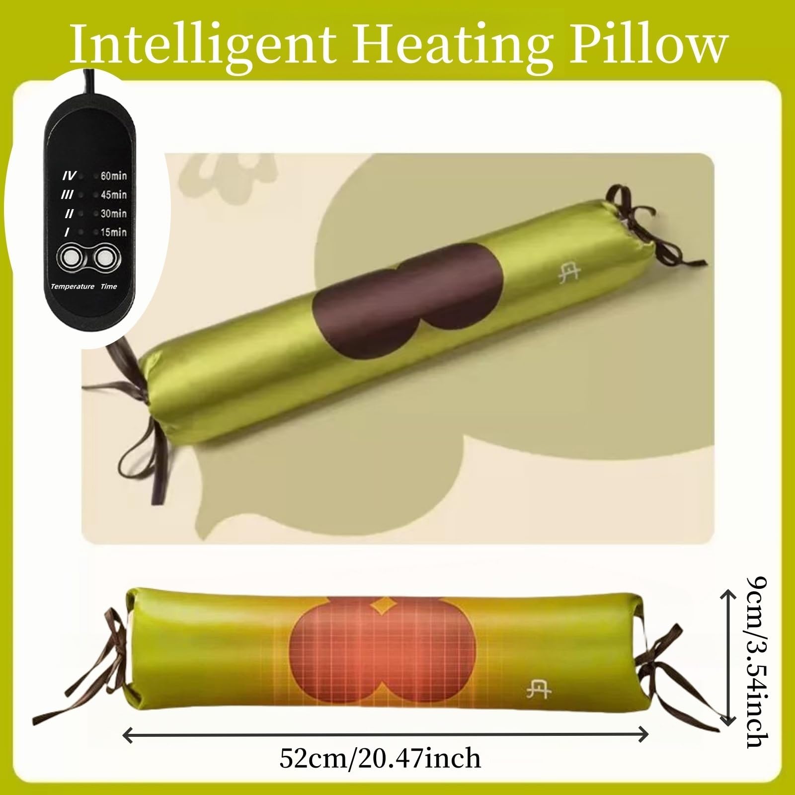 Almohada ergonómica para el cuello con relleno de artemisa natural, calefacción inteligente y compresa caliente USB ajustable para apoyo cervical y comodidad para dormir (normal)