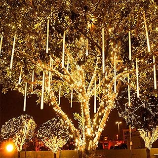 FANSIR Meteor Lights 360 LED Falling Snowfall Lights Meteors Shower Rain Lights 50cm 10 Tubes Cascading Light for Christmas Tree Wedding Party Garden Home Decoration [Energy Class A++] (Warm White)