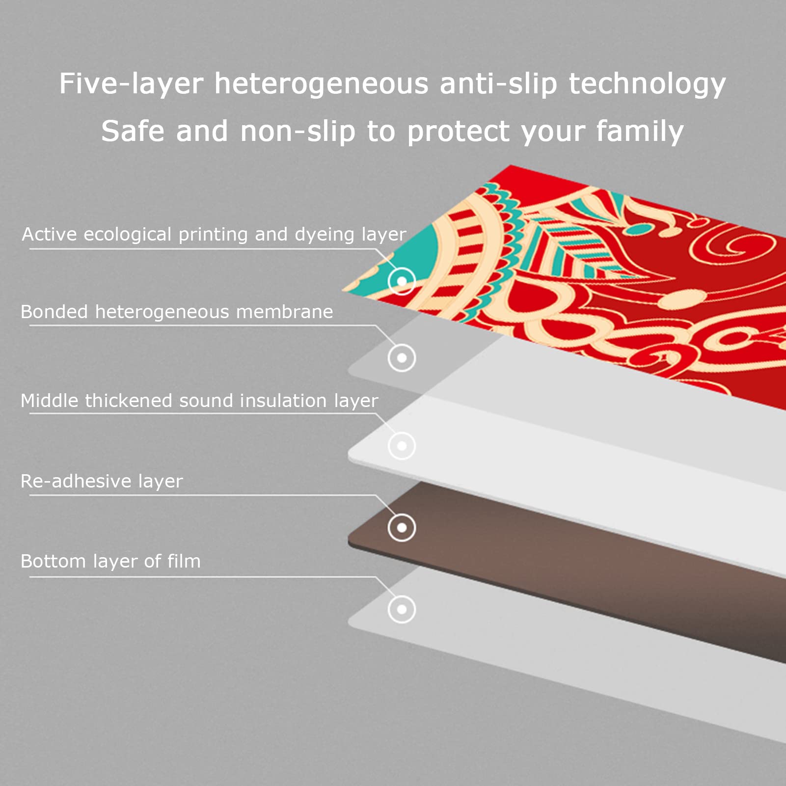 10 Stück Treppenstufenmatten, Chinesische Doppeltes Glück rutschfeste Stufenmatten, Home Stair Klebefrei Selbstklebende PVC Leder Rechteckige Treppenstufenmatte,C,26 * 75cm