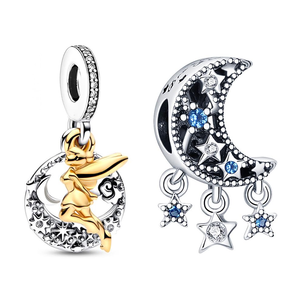 BEVALYAnimals Charm for Bracelets and Necklaces Astronaut 925 Sterling Silver Celestial Sun Moon Star Charms Jewelry Gift for Women Girls