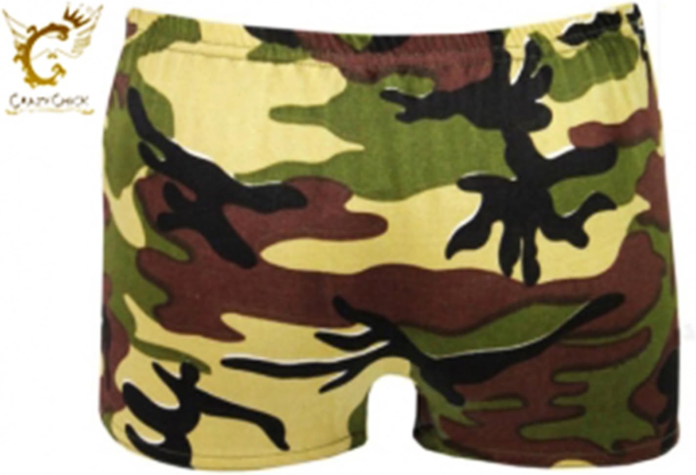 Girls Ladies Women's Crazy Chick Stretchy Short Hot Pants Wide Selection of Colors and Sizes (Medium / Large, Army Camouflage)