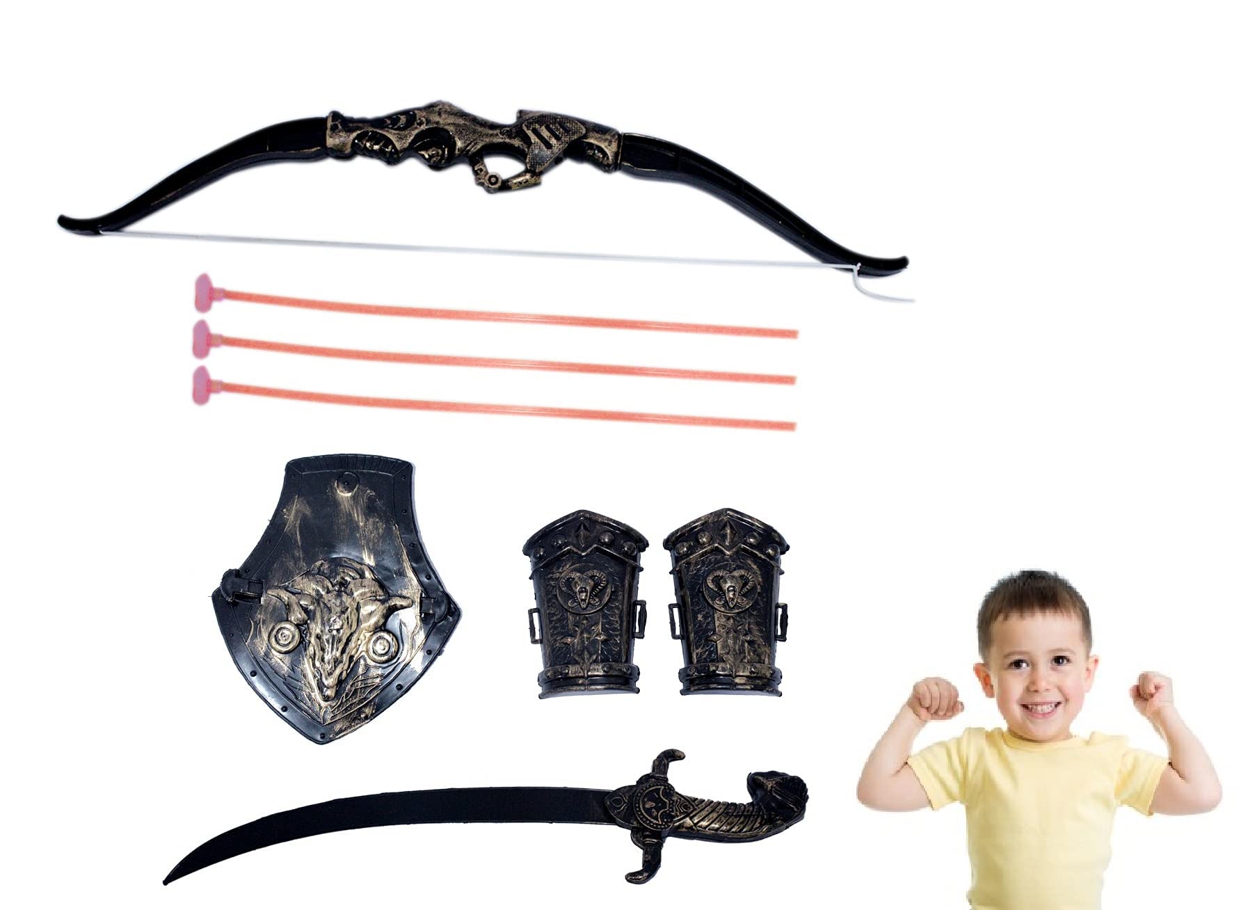 Prime Archery Bow and Arrow Target Game/Toys Pretend Role Play Warrior Weapon Set with Sword, Arm Guards and Shield for Boys & Girls Pack of 1 Multicolour (B09KNLNFTQ) Amazon Price History, Amazon Price Tracker