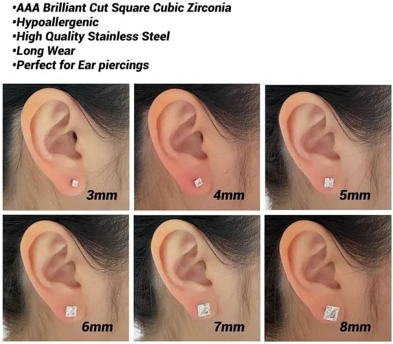 Stainless Steel Stud Earrings For Women Men Girls Hypoallergenic Silver Earrings Se... - Image 6