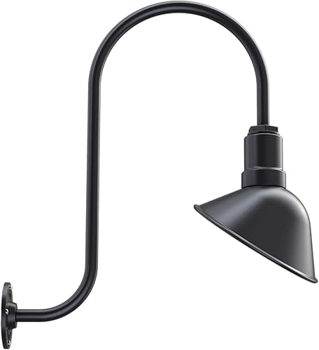 Steel Lighting Co. Venice Store - Letrero de luz para pared de restaurante al aire libre, cúpula de 9 pulgadas, cuello de cisne ascendente,