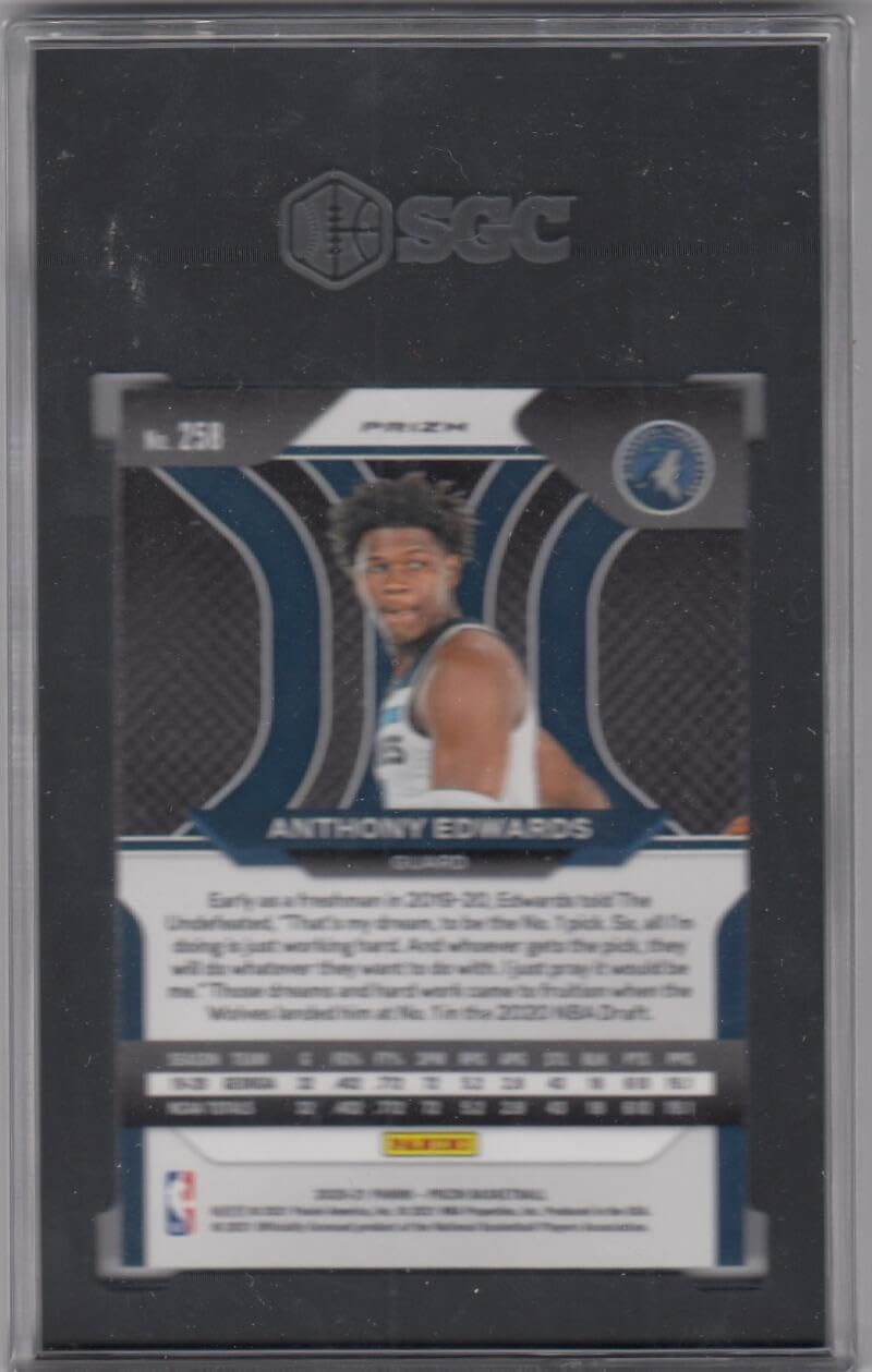 Basketball Trading Card 2020-21 Panini Prizm Prizms Silver #258 Anthony Edwards SGC 3 VG RC Rookie Timberwolves