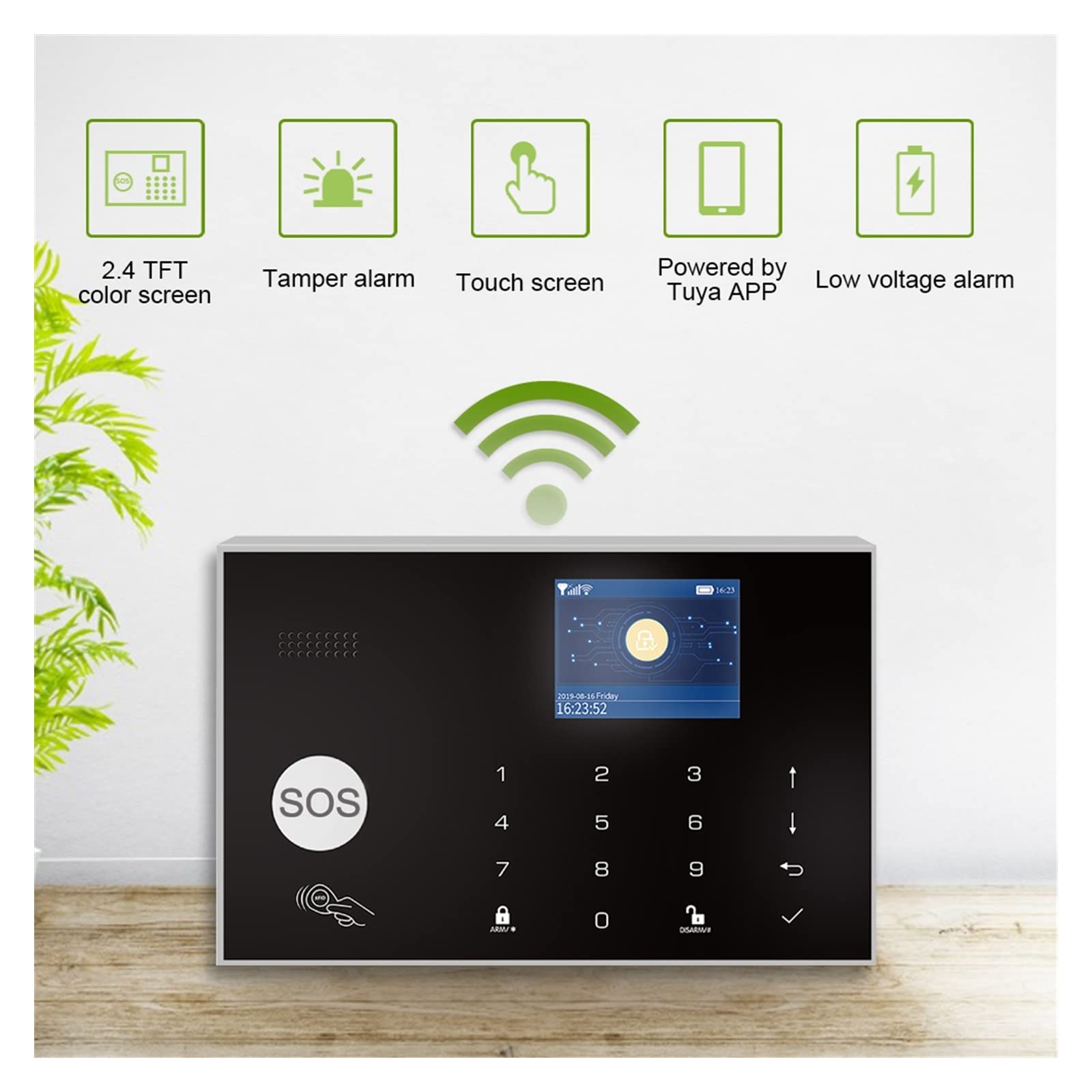 Sistema di allarme di sicurezza, G30 TUYA WiFi di allarme sicurezza App Controllo con IP Rilevatore movimento automatico della fotocamera Wireless Home Kit GSM Smart(K)