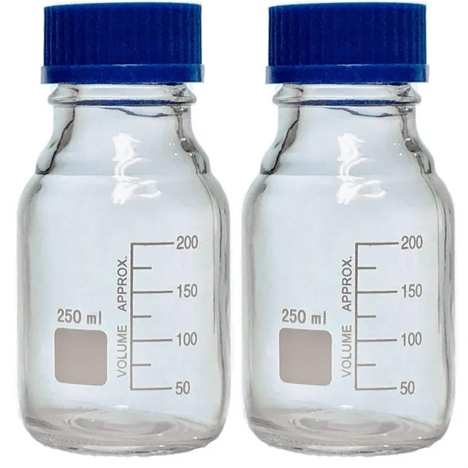 2 pezzi 50ml/100ml/250ml/500ml bottiglie di vetro rotonde for la conservazione dei media con tappo a vite GL45, vetro borosilicato(100ml)