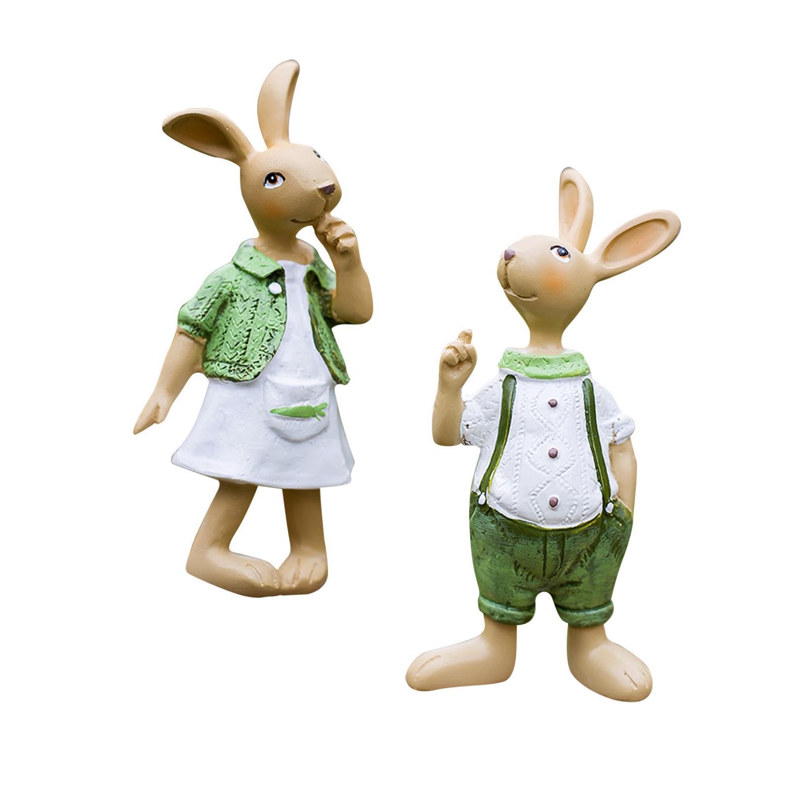 TWISAXC Lovely Bunny Statues For Garden Home Table for Creative Outdoor Decor Art Decoration Uniquely Crafted Resin Figurines Standing Bunny Sculpture Housewarming Gift