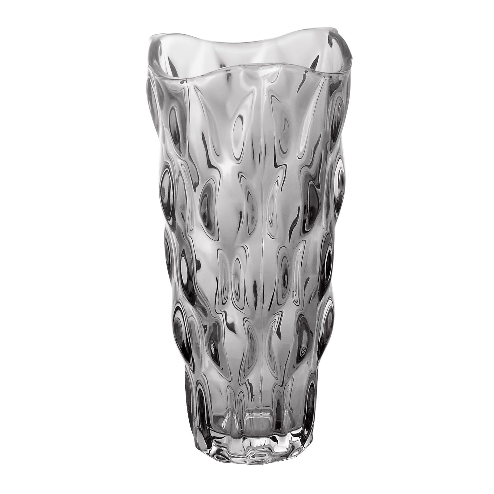 Large Glass Vase for Flowers, 29cm Tall Crystal Textured Vase
