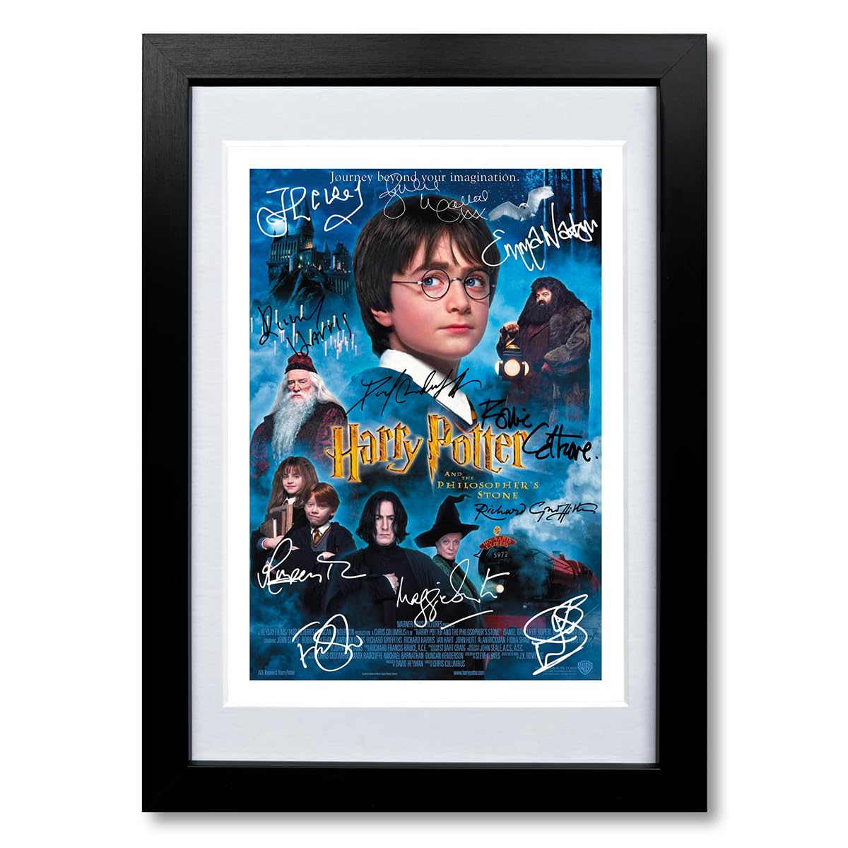 Mounted Gifts Trading Harry Potter All Movie posters cast signed autograph poster photo print photograph artwork wall art picture Film ((A4 Framed) Harry Potter and the Philosopherβs Stone)