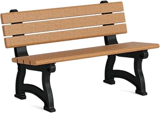 Aspen 4 Foot Park Bench - Durable 100% Recycled Plastic Wood | Weather-Resistant, Comfortable Outdoor Seating for Parks, Gardens, Schools and Outdoor Spaces - Cedar