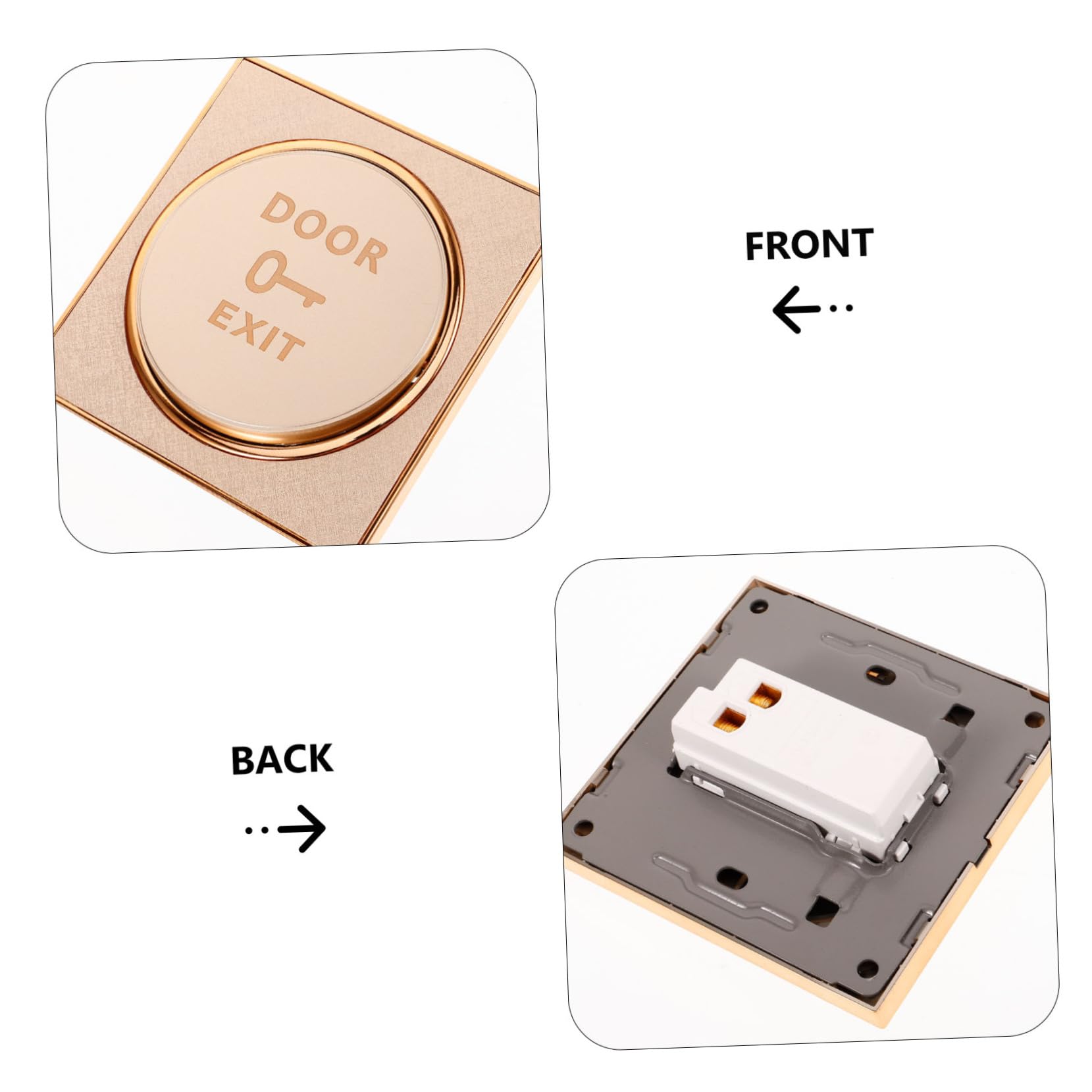 Tofficu 5 Pièces de bouton de contrôle d'accès portes dirigé clé poussoir panneaux muraux couverture de cloche de porte bouton poussoir de sortie de porte Doré