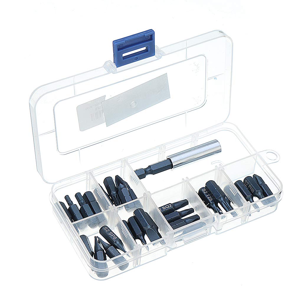 Juego de puntas magnéticas de 29 piezas con puntas de soporte de puntas para caja de herramientas Destornillador Kit de herramientas de puntas de destornillador hexagonal Phillips Phillips