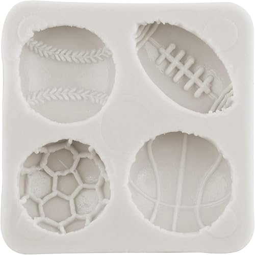 Miniatura 5 de Moldes de silicona para béisbol, bate de béisbol, guante, sombrero, fondant, baloncesto, fútbol, rugby, moldes de chocolate para decoración de