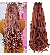 Unionbeauty 30 Inch French Curly Braiding Hair Ginger 8 Pack Pre-Stretched Braiding Hair Copper R...