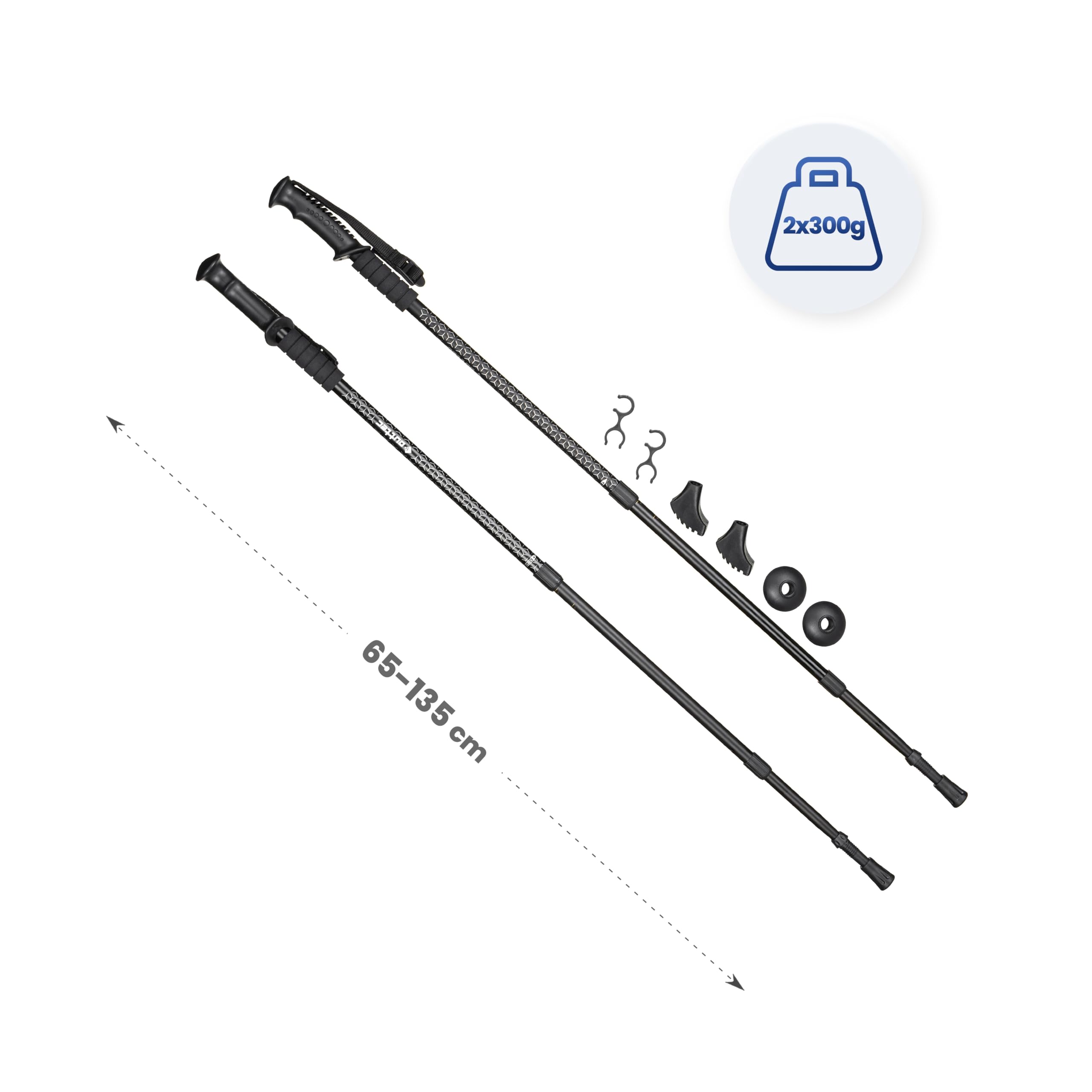 Bastoni da trekking, bastoni da nordic walking, bastoni da escursionismo - regolabili da 65 a 135 cm