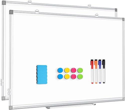 Miniatura 10 de Pizarra blanca magnética de doble cara, pizarra blanca de borrado en seco de 48 x 36 pulgadas para pared con marco de aluminio, tablero de