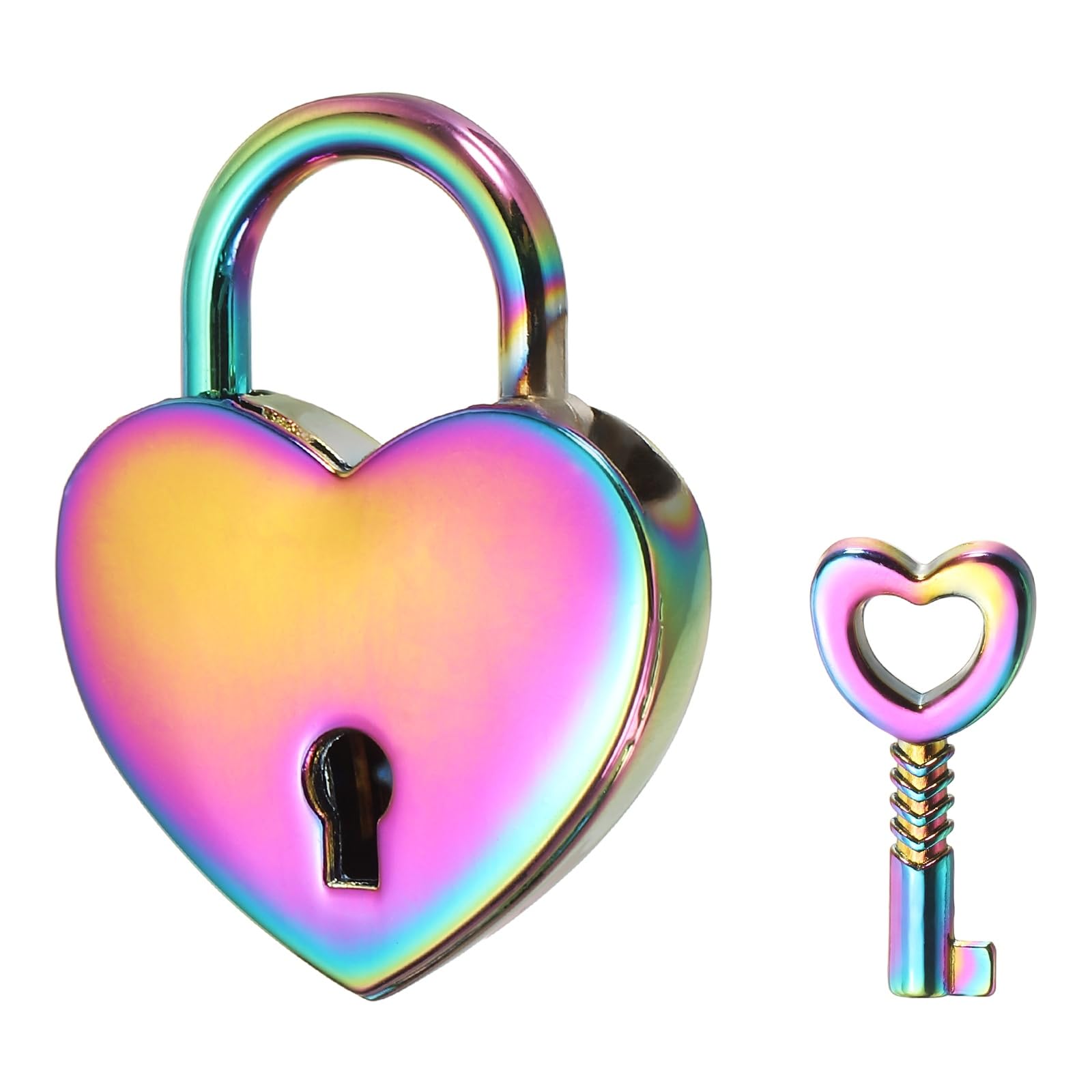 PATIKIL Mini Heart Lock with Key, (30 x 39 mm, Colorful) (1 Pcs), Heart Shaped Padlock Metal Love Locks, Suit for - Lover Bridge/Anniversary/Diary Book/Handbag/Jewelry Box