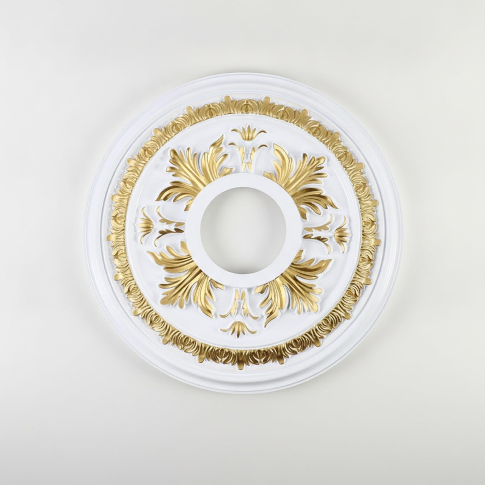 Rosone da Soffitto in Rilievo Placca Floreale Decorazione per Installatori, Grande, Bianco