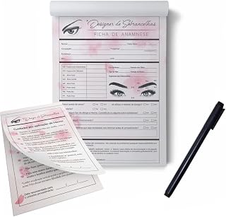 Kit Bloco Ficha de Anamnese Design/Designer de Sobrancelhas + Cuidados Pós Aplicação de Henna