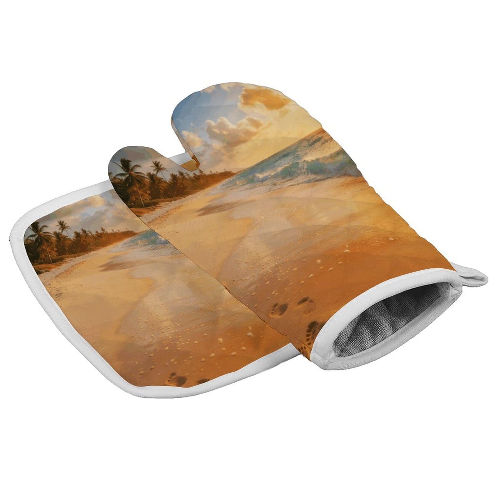 Fodpand Style Beach Oven Mitt Set With Lanyard, Cooking Mitt, Protective Thermal Insulation,Kitchen Mitt For Baking, Cooking, Grilling, Microwave