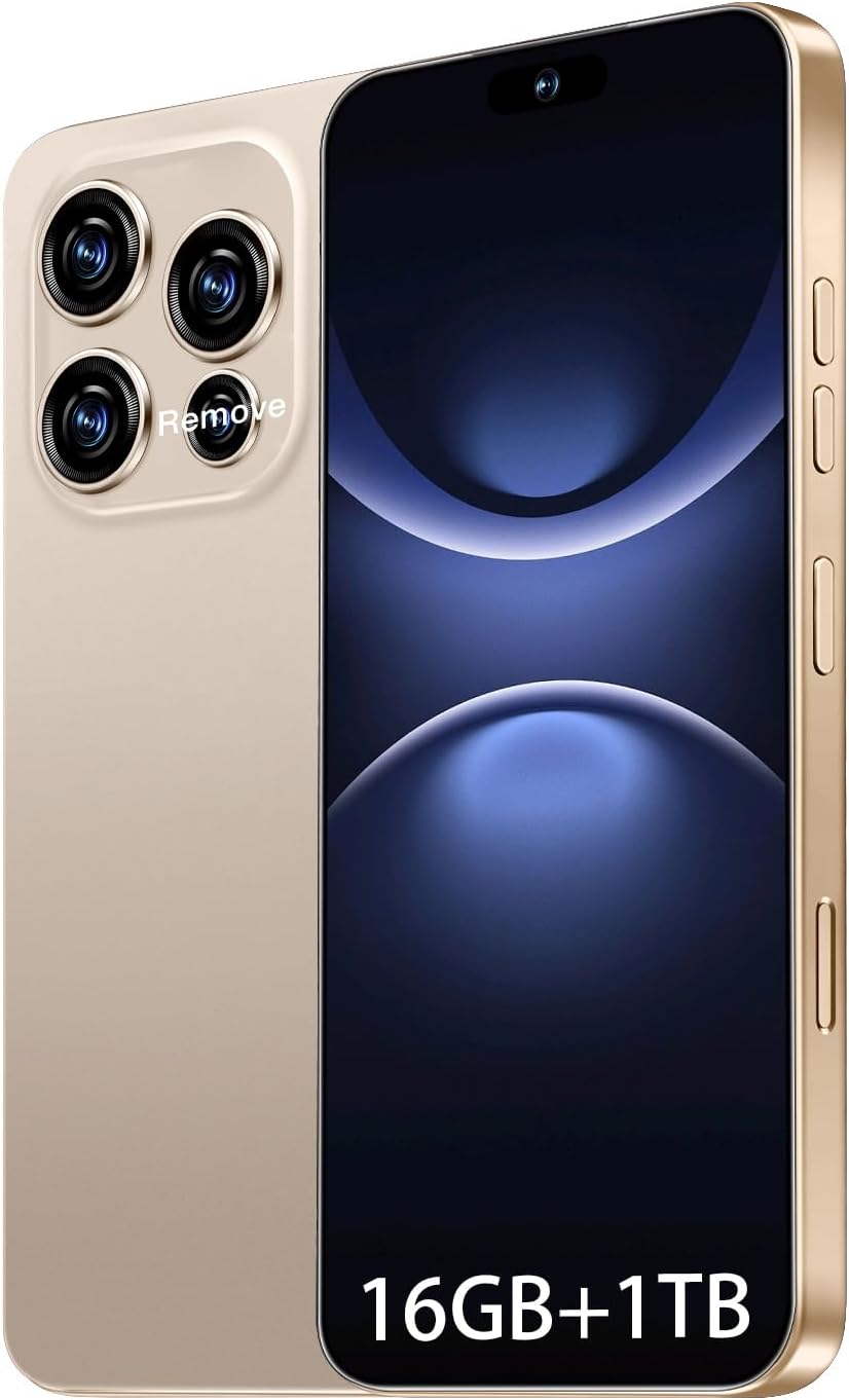 16PROMA X 16GB+1TB 6.99″ HD Screen Smartphone Unlocked Cell Phone,Battery 7000mAh Unlocked The Phone, Android 14 Fingerprint Button Unlock/GPS/Dual SIM/5G/Face ID (Desert Titanium)